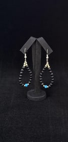 Navajo Sterling Beaded Hoop Earrings