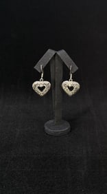 Sterling Silver Filigree Heart Earrings