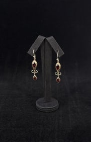 Sterling Silver Garnet Dangle Earrings