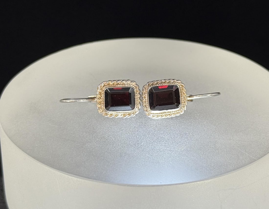 Sterling Silver Garnet Earrings (1 of 5)