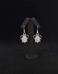 Sterling Silver Rose Quartz Dangle Earrings