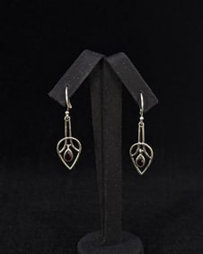 Sterling Silver Garnet Dangle Earrings