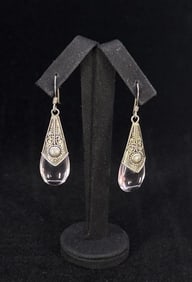Sterling Silver Rose Quartz Teardrop Earrings