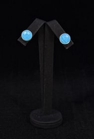 Sterling Silver Blue Chalcedony Earrings