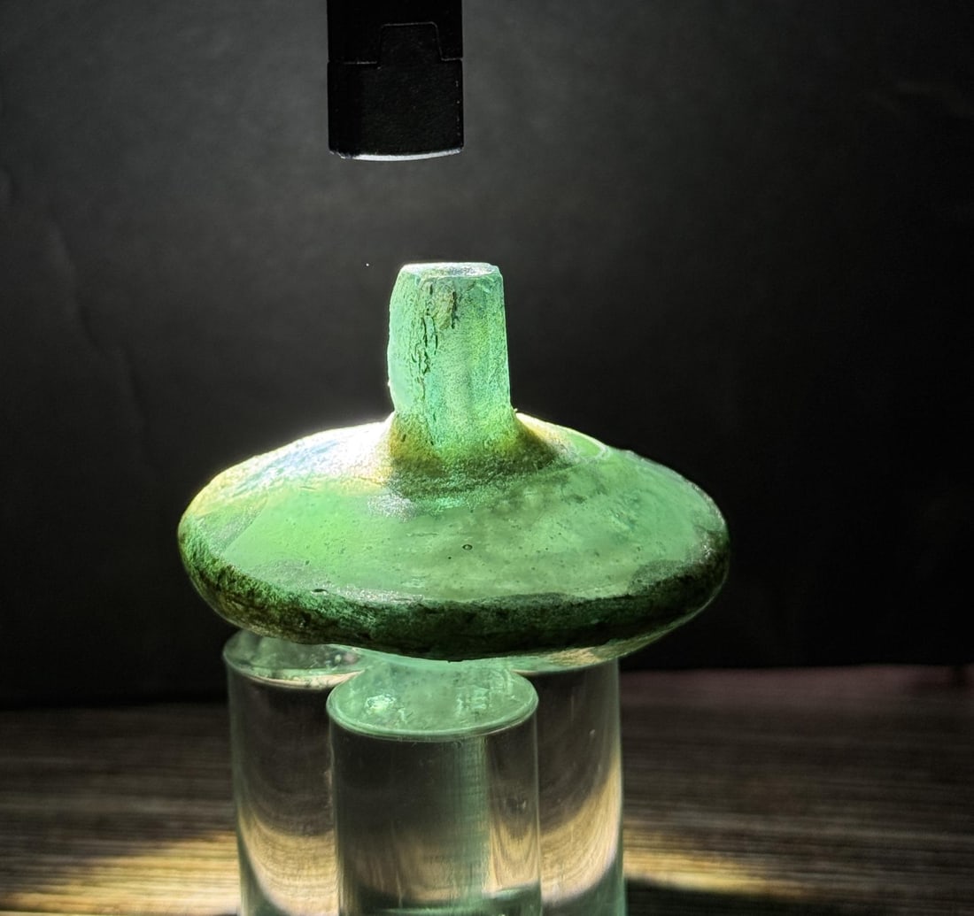 Time of Christ Ancient Roman Aqua Bottle: 1 1/2" tall by 2" in diameter. 40.28 grams.