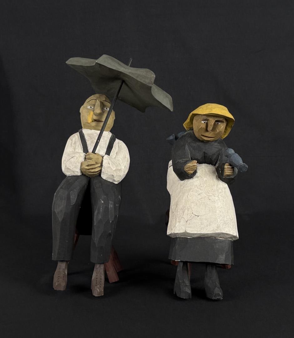 Larry Koosed Folk Art Carved Wood Amish Couple (1 of 6)