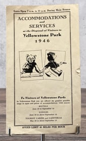1946 Yellowstone Park Accommodations & Services
