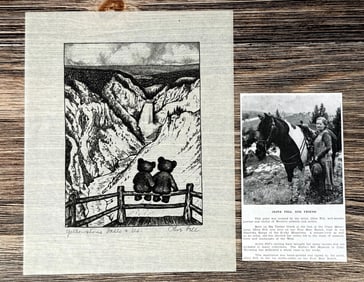 Olive Fell Yellowstone Falls & Us Signed Woodblock