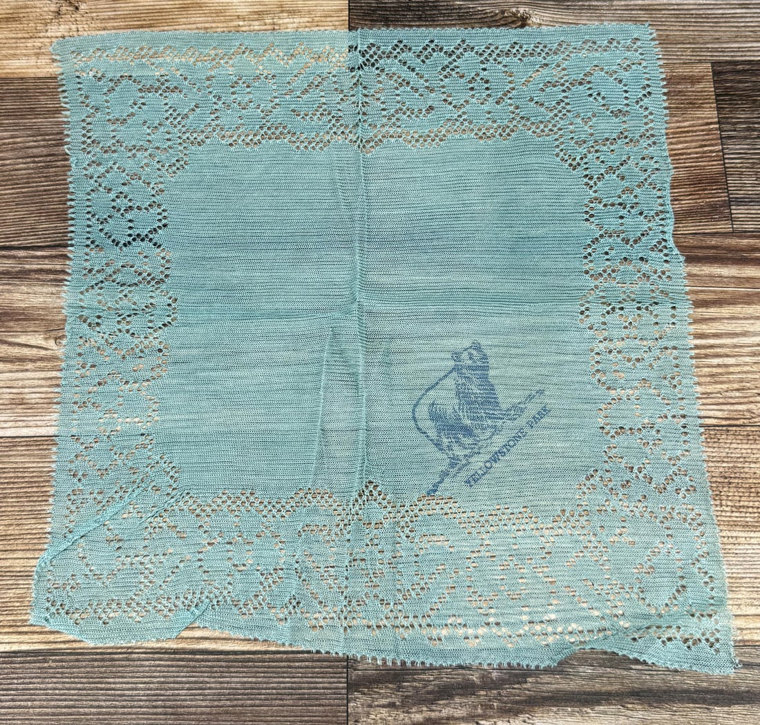 Yellowstone Park Souvenir Handkerchief: 10 1/4" by 10 1/4"