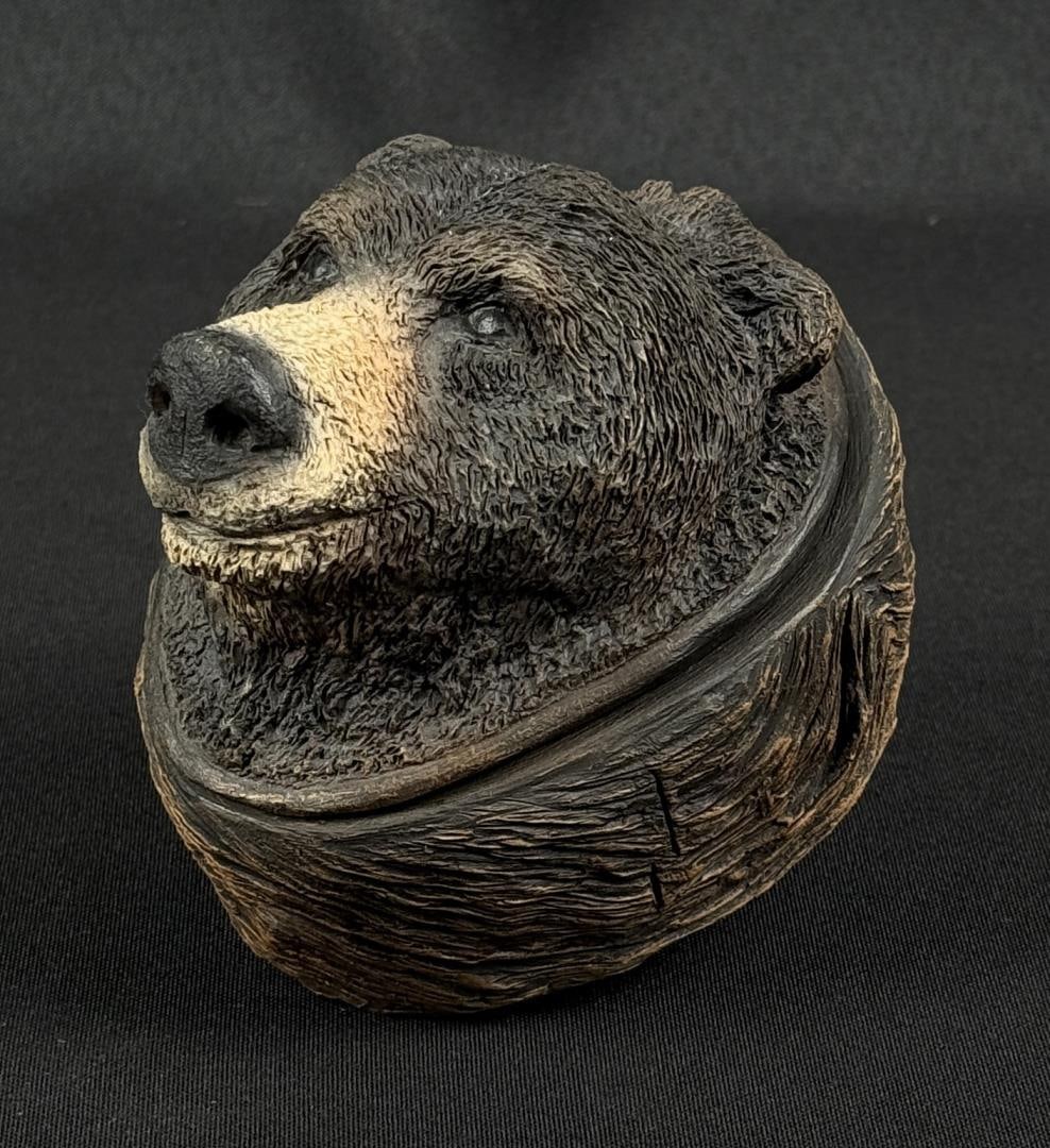 Hidden Rose Collection Bear Trinket Box: 4 1/4" diameter, 4" tall