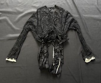 Antique Soiled Dove Mourning Black Lace Blouse
