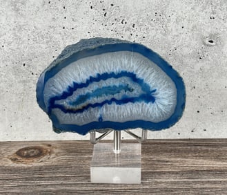 Polished Blue Agate Geode Paperweight
