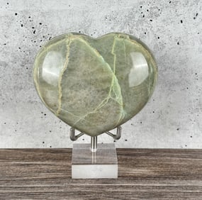 Carved Green Moonstone Garnierite Heart