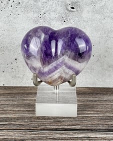 Carved Chevron Amethyst Heart