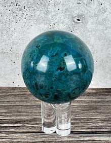 Carved Chrysocolla and Malachite Sphere