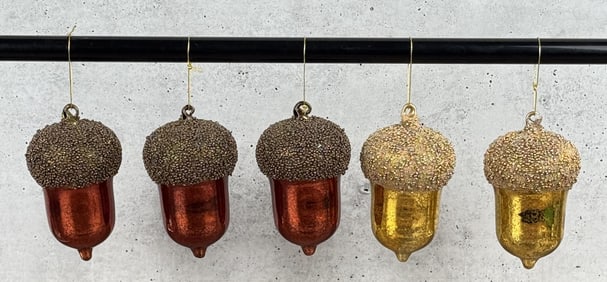 Blown Glass Acorn Christmas Ornaments