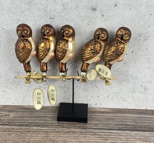 Midwest Glassworks Blown Glass Owl Ornaments