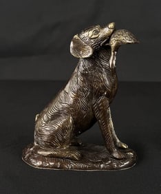 Brass Hunting Dog Paperweight