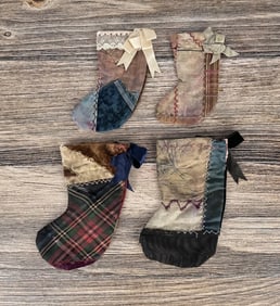 Christmas Stockings Made From Antique Quilts