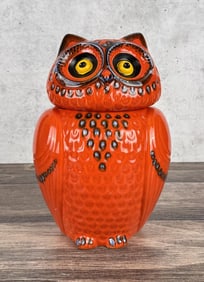 Anthropologie Orange Owl Cookie Jar Retired