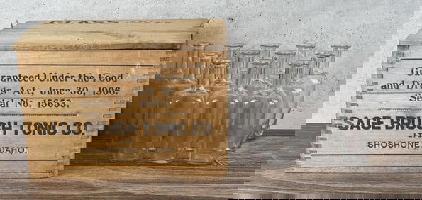 Sage Brush Tonic Shoshone Idaho Bottles and Crate