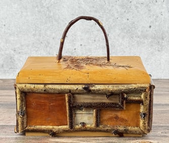 Folk Art Willow Twig Trinket Box