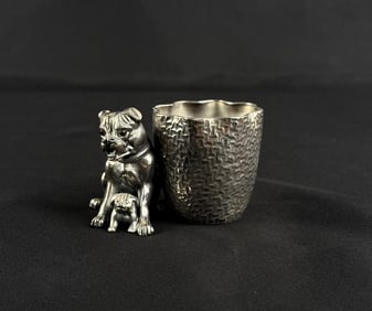 Derby Bulldog Silverplate Toothpick Holder