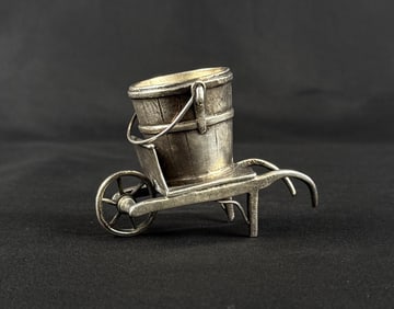 Tufts Wheelbarrow Silverplate Toothpick Holder