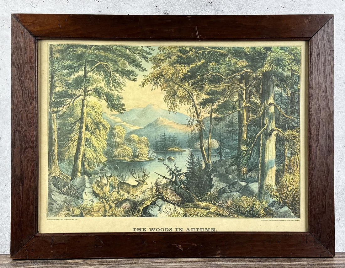 Currier & Ives The Woods in Autumn Lithograph (1 of 7)