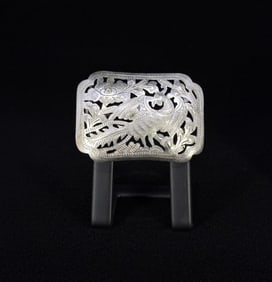 Peacock Sterling Silver Belt Buckle