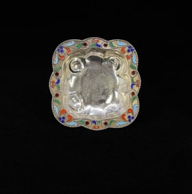 Russian .950 Silver Enamel Cloisonne Bowl