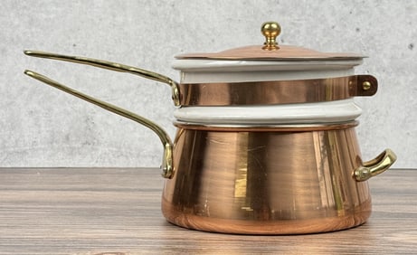 Copper Cookware Double Boiler Kitchen Pot Set