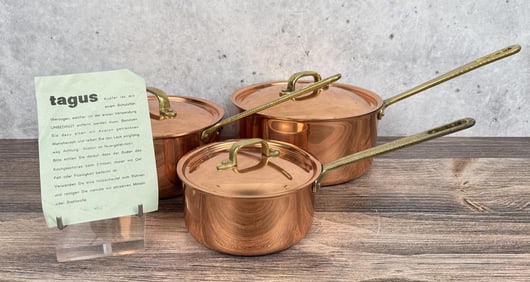 Tagus Chef Copper Cookware Lidded Pot Set