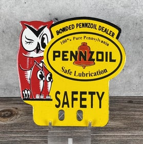 Porcelain Pennzoil License Plate Topper