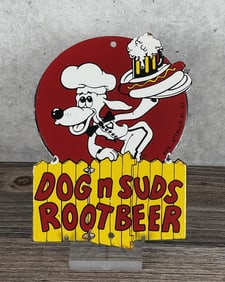 Porcelain Dog N Suds Root Beer Sign