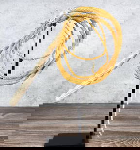 Custom Made Rawhide Leather Cowboy Bullwhip: 141" long including handle.