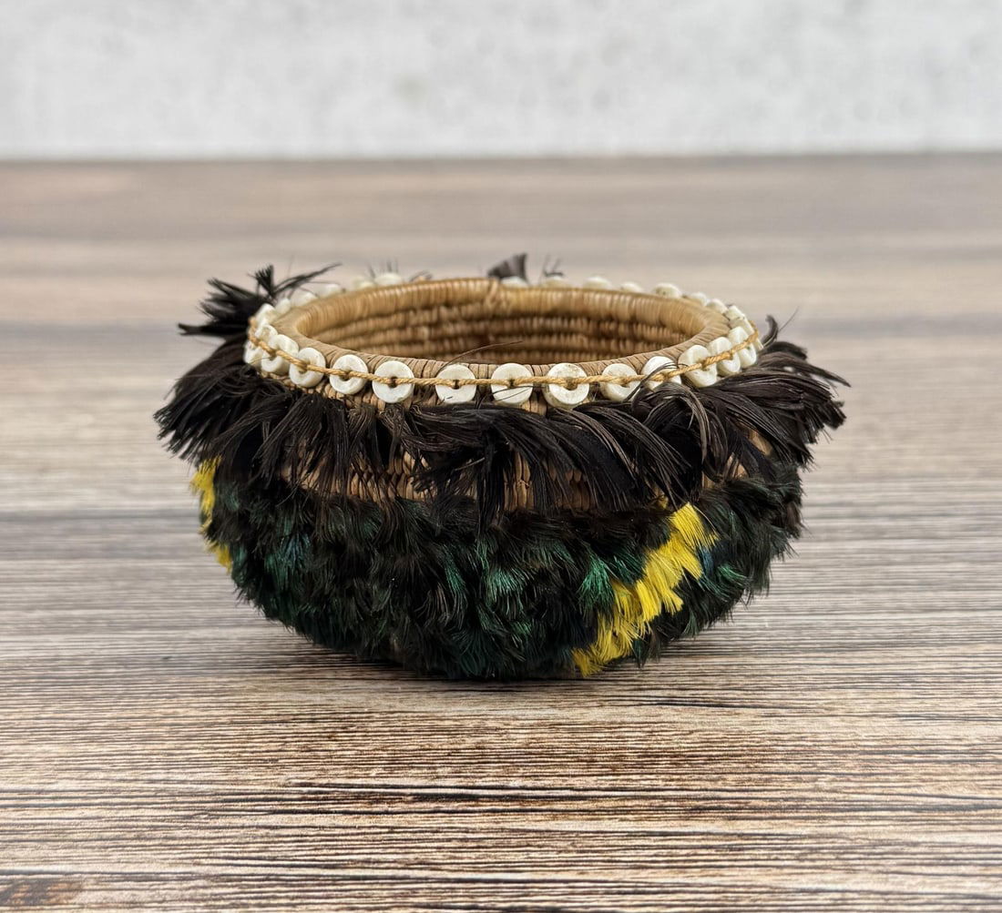 Pomo Native American Indian Feather Gift Basket (1 of 6)