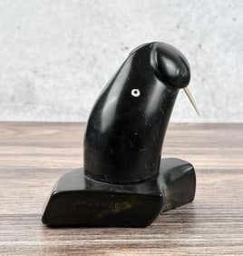 Nuveeya Ipellie Inuit Soapstone Walrus Carving
