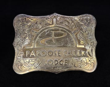 Papoose Creek Lodge Sterling Cowboy Belt Buckle