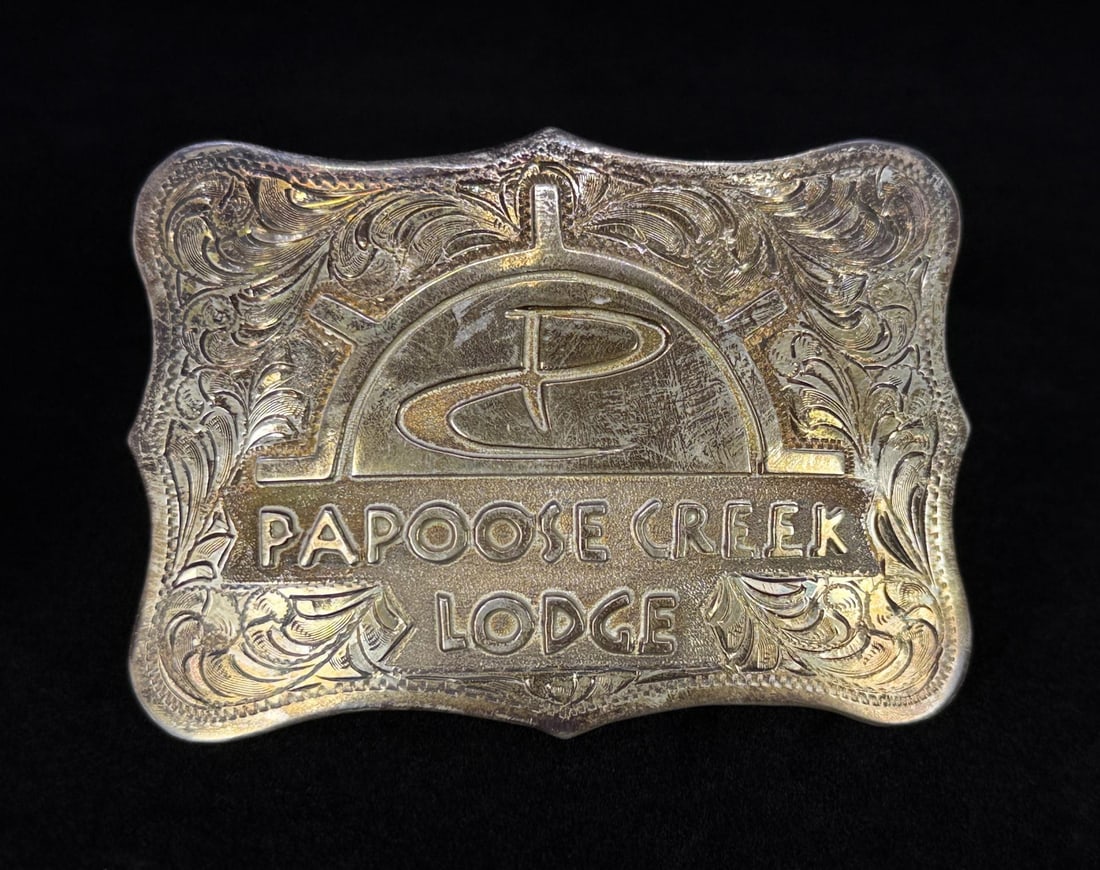 Papoose Creek Lodge Sterling Cowboy Belt Buckle (1 of 4)