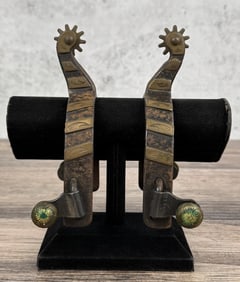 Brass Overlay Montana Cowboy Spurs