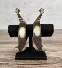 MA Marked Silver Overlay Montana Cowboy Spurs