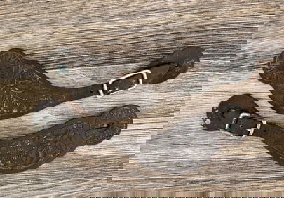 Tooled Leather Cowboy Spur Straps