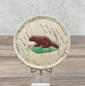 Antique Ojibwe Indian Birch Bark Quilled Box