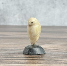 Letia Koonoo Tagornak Inuit Carved Ivory Owl