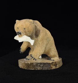 James Aningayou Inuit Eskimo Grizzly Bear Carving