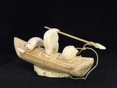 Thomas Ahgupuk Inuit Eskimo Seal Hunter Carving