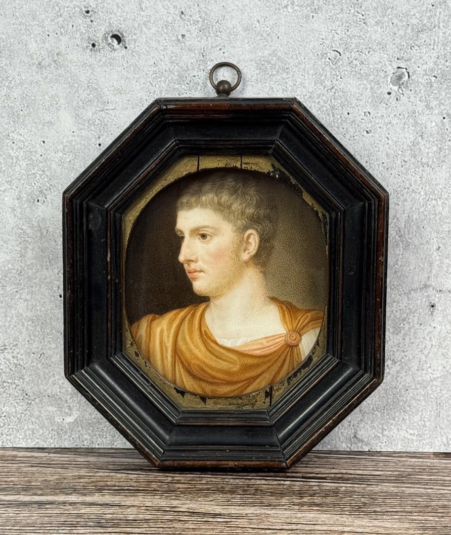 Grand Tour Painting on Ivory of Caligula: 5" by 4".