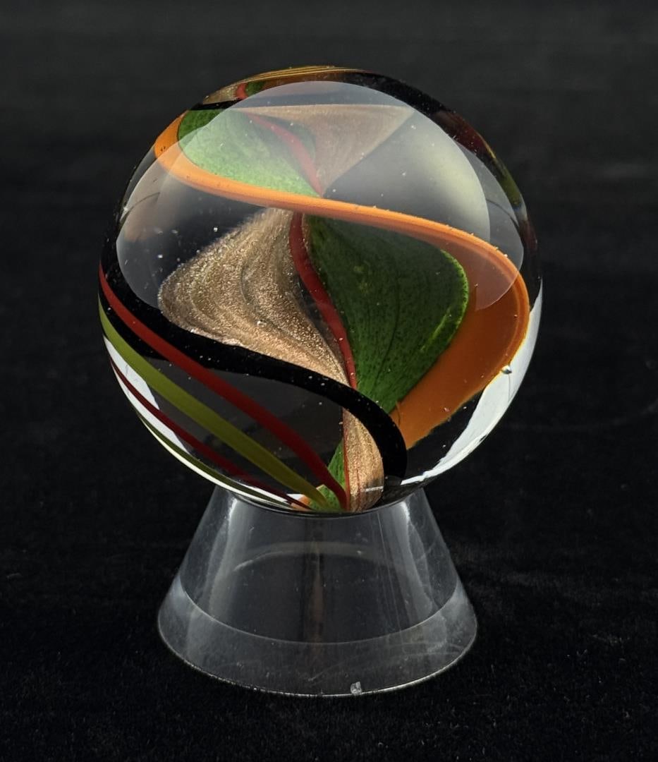 Little River Hot Glass Michael Trimpol Marble: 1 3/4" diameter.
