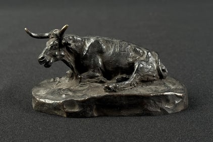 Charles M Russell Montana Sitting Steer Bronze